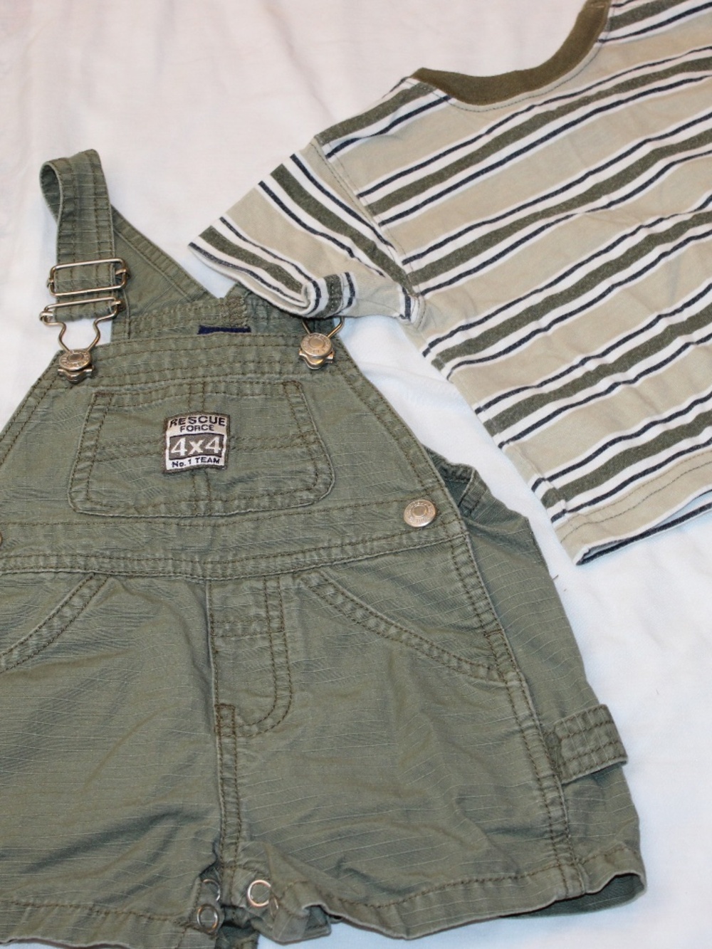 Vintage Aero Blu 3-6M Overalls Set 2pc Rescue Force 4x4 Shortalls + Shirt